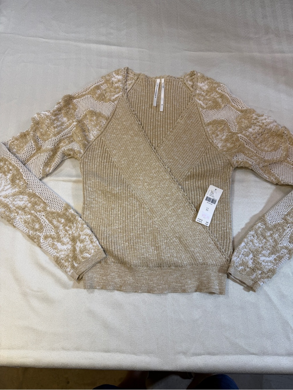 Women's Anthropologie NWT Beige Knit Wrap Sweater
